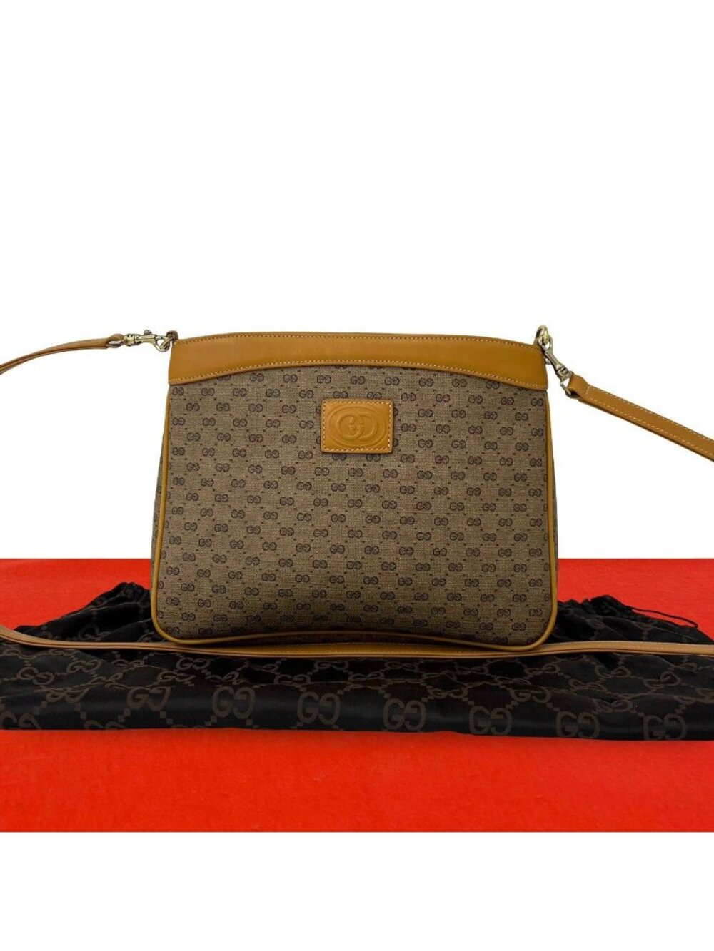 Gucci Vintage Micro GG Logo Leather Mini Shoulder Bag Pochette Brown